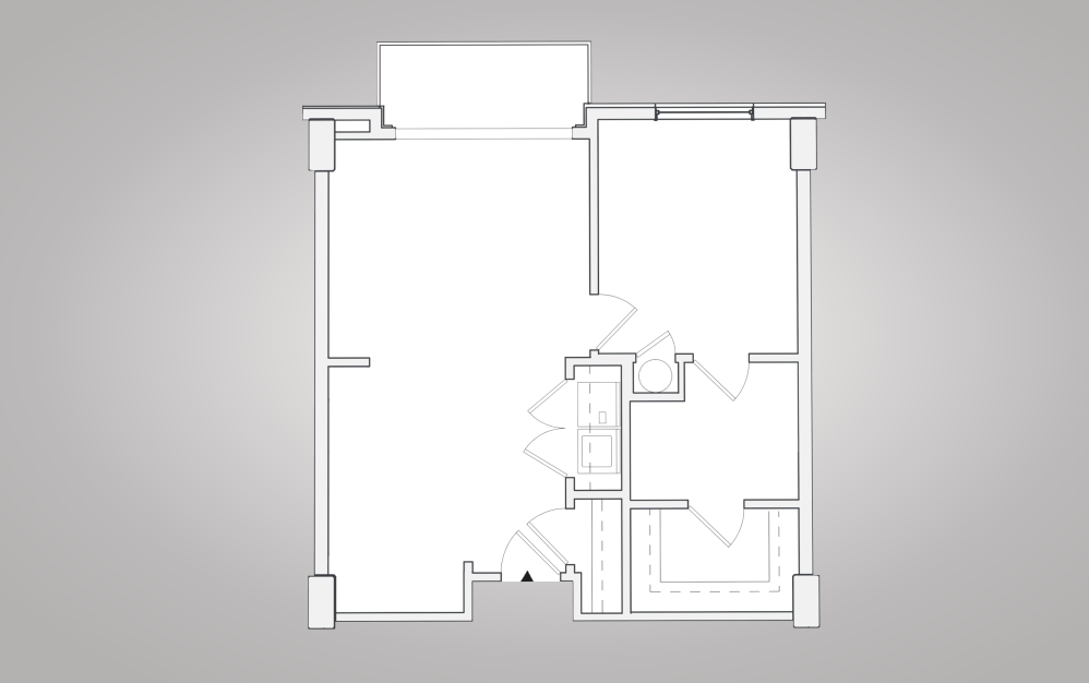 A1 - 1 bedroom floorplan layout with 1 bathroom and 675 square feet (2D)