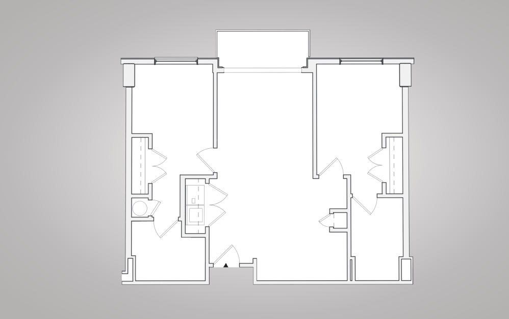 B1 - 2 bedroom floorplan layout with 2 bathrooms and 800 square feet (2D)
