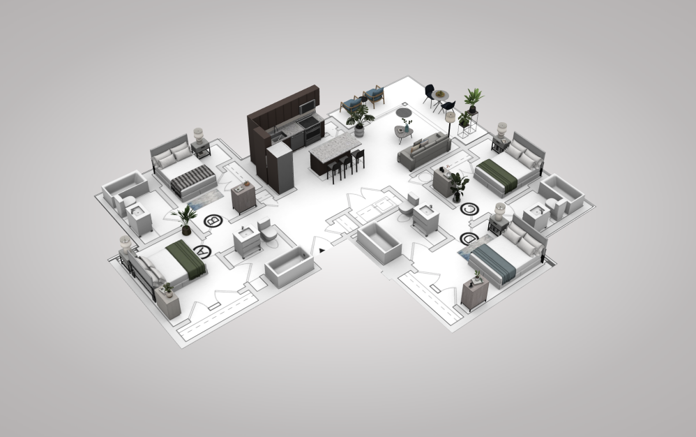 Co-living 4B - Studio floorplan layout with 1 bathroom and 312 square feet