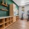 gym with wood floors and shelving