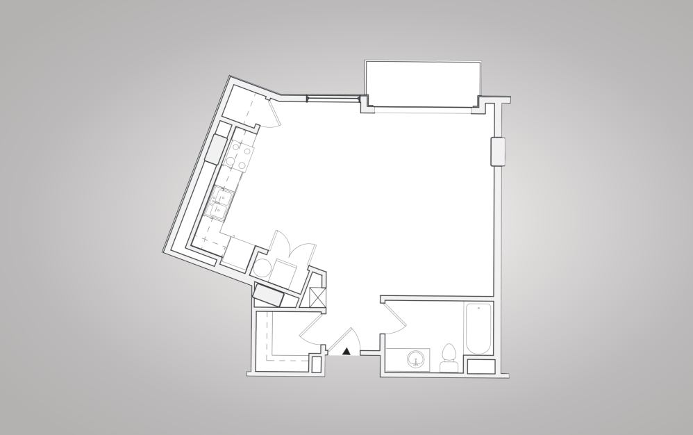 Studio Luxe - Studio floorplan layout with 1 bathroom and 575 square feet (2D)